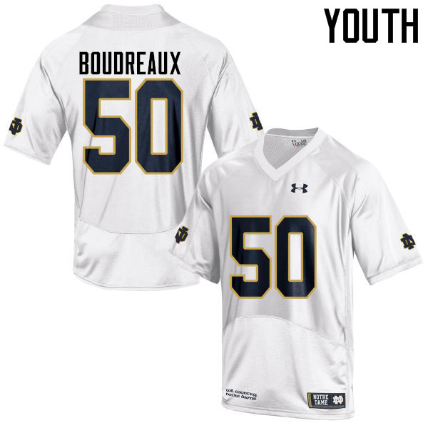Youth #50 Parker Boudreaux Notre Dame Fighting Irish College Football Jerseys-White